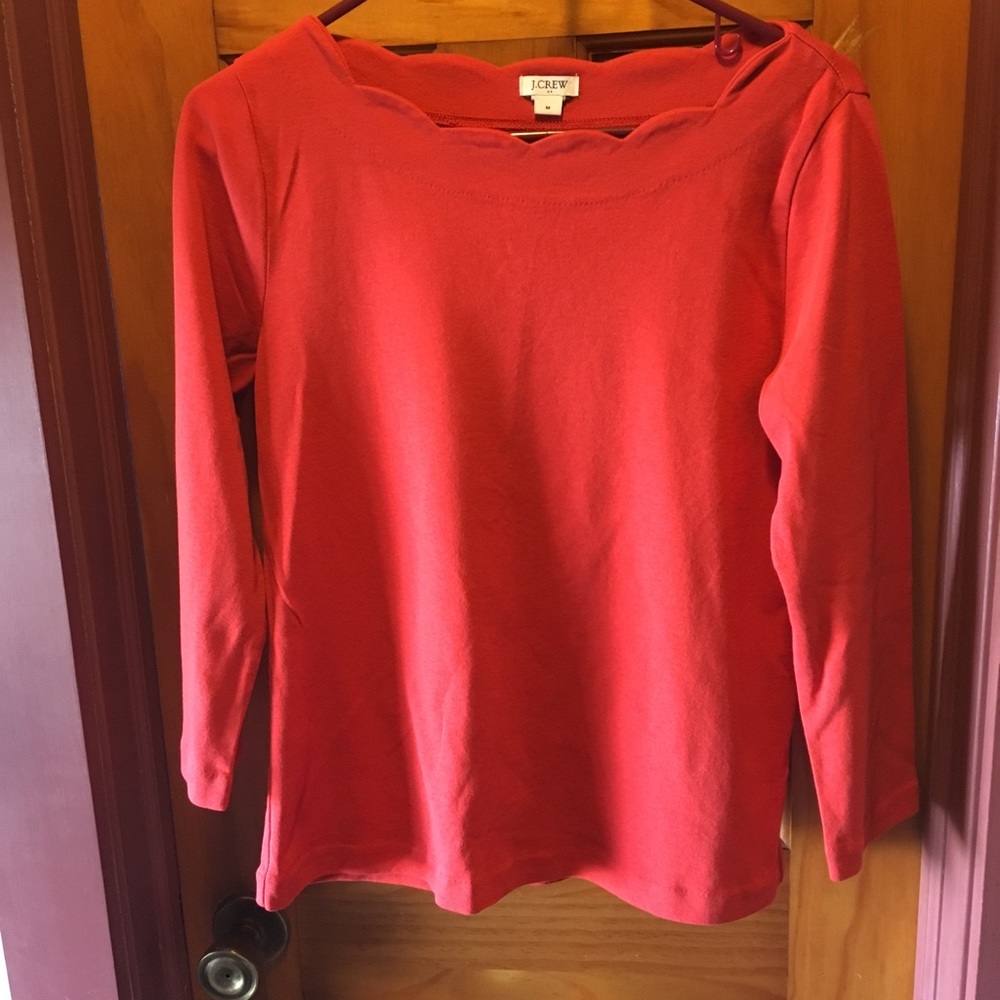 JCrew scalloped neck top